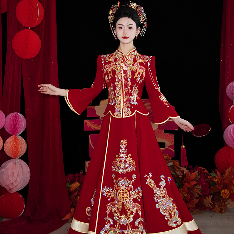 重工秀禾服婚服2025新款气质小鹿新中式嫁衣复古新娘结婚敬酒服女