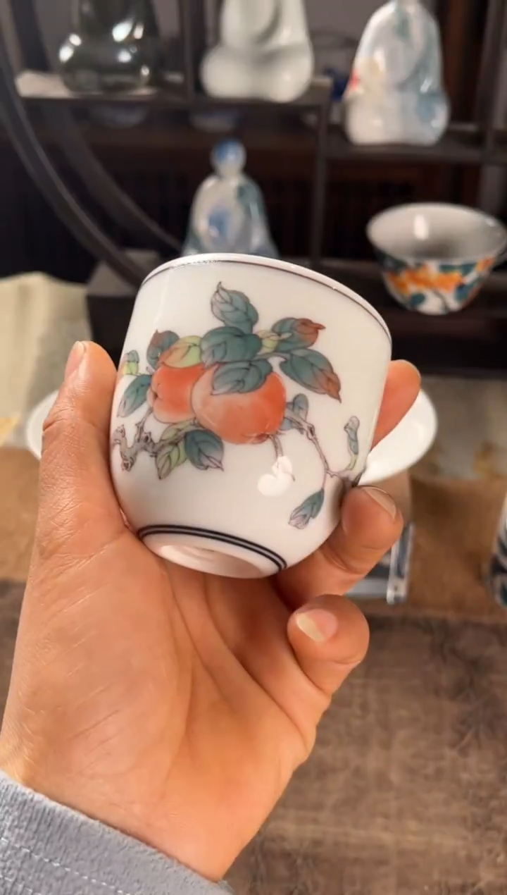 景德镇文祥窑手工釉下彩陶瓷单杯