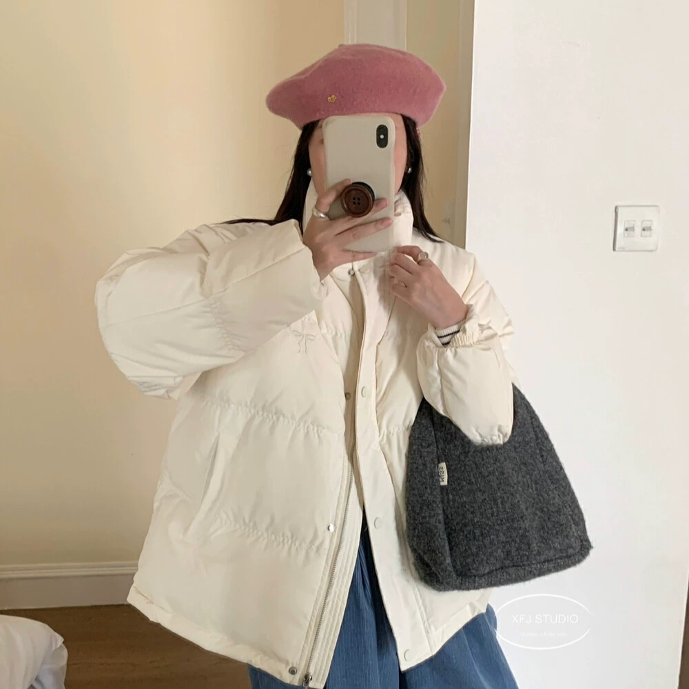 【深海贝类】蝴蝶结刺绣一手长羽绒服