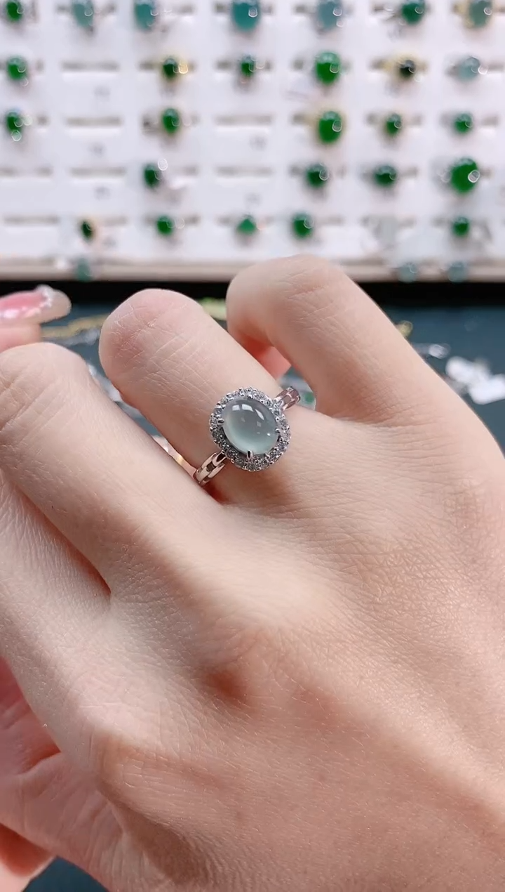 【闪购商品】翡翠戒指银S925镶嵌天然翡翠