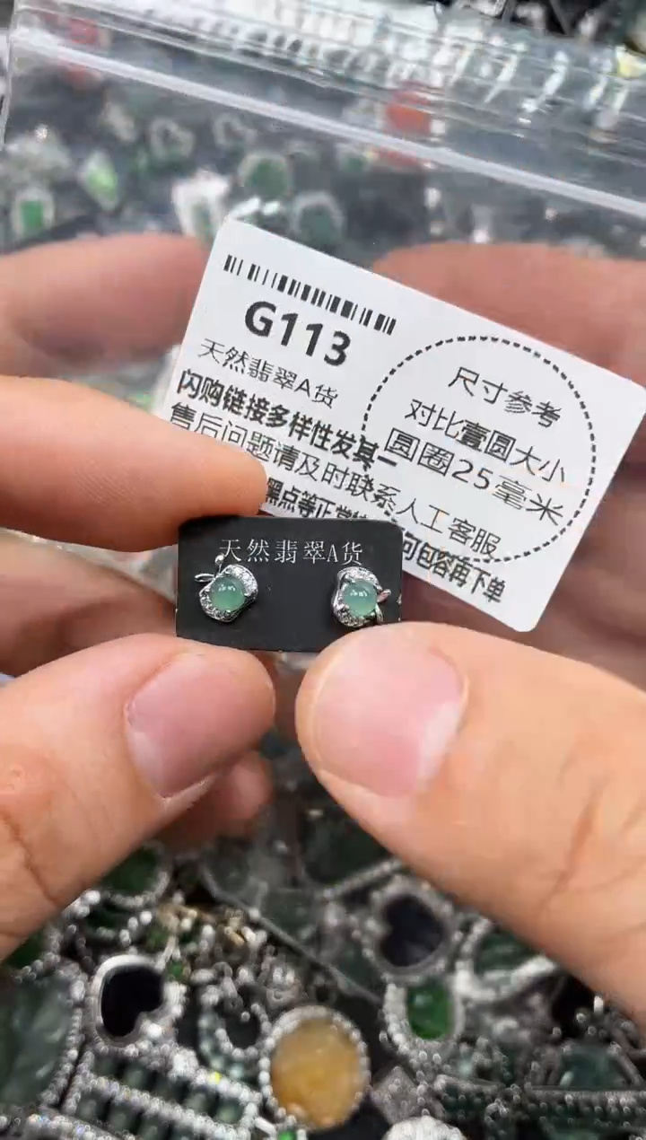 颈饰未镶嵌翡翠G113耳钉
