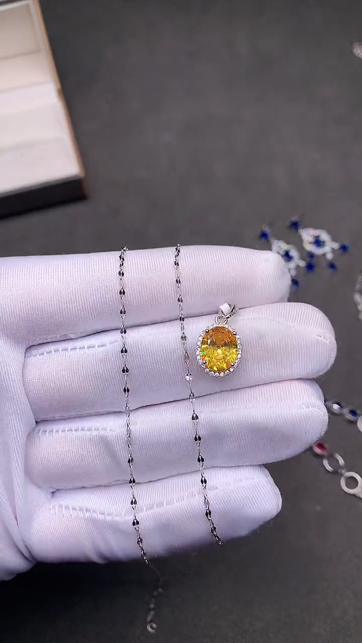 【闪购商品】彩色蓝宝石颈饰银S925镶嵌.......