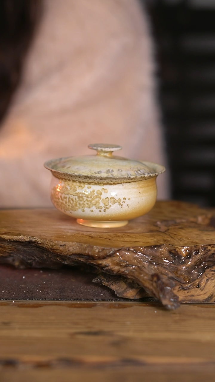 景德镇纯柴烧 中白泥盖碗 54