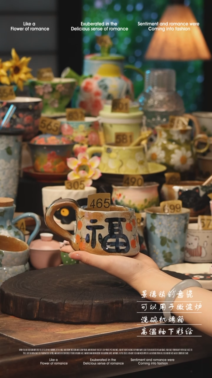 陶瓷景德镇高温釉下彩手工手绘款式