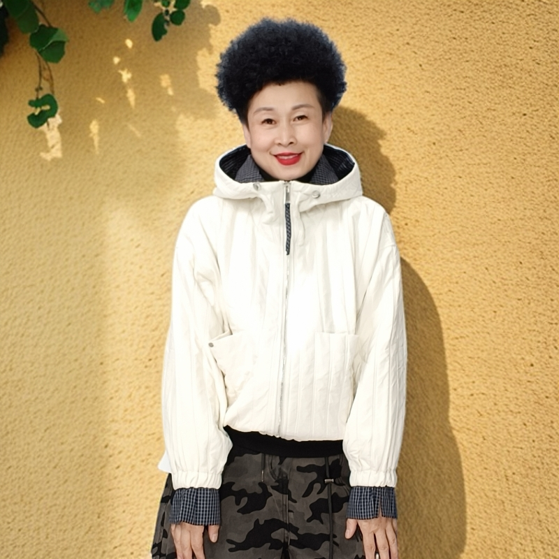 秋冬款个性时尚宽松百搭薄棉拉链外套短款