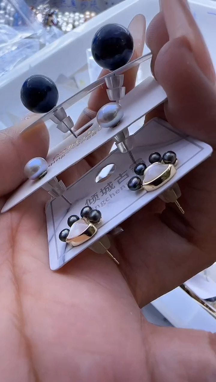 【闪购商品】淡水珍珠耳饰3个银S925镶嵌647