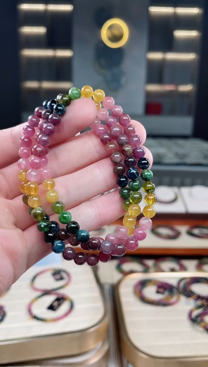 未镶嵌老矿碧玺三圈手串5mm+碧玺多样性发一条xion