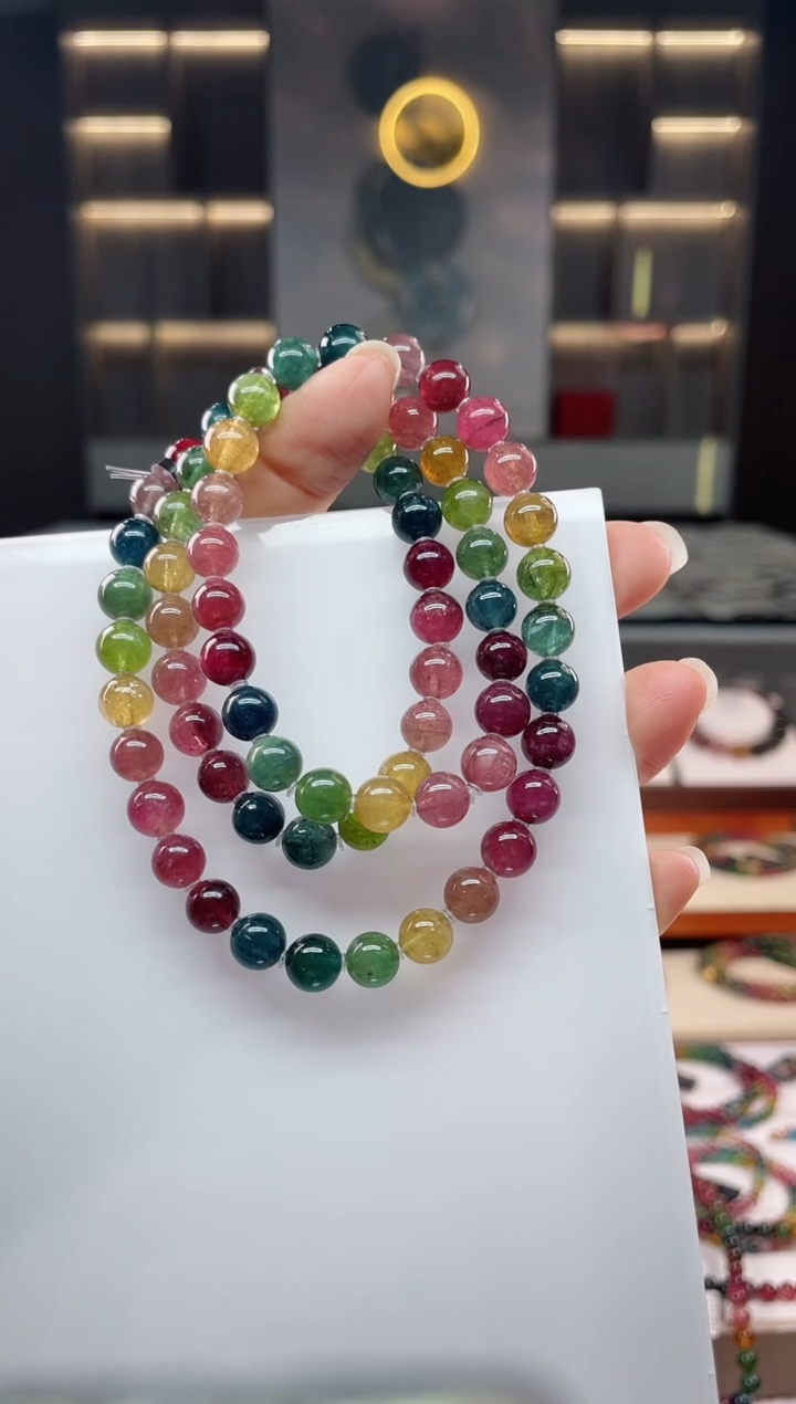 未镶嵌老矿碧玺三圈手串7mm+碧玺（多样性发一条）Q