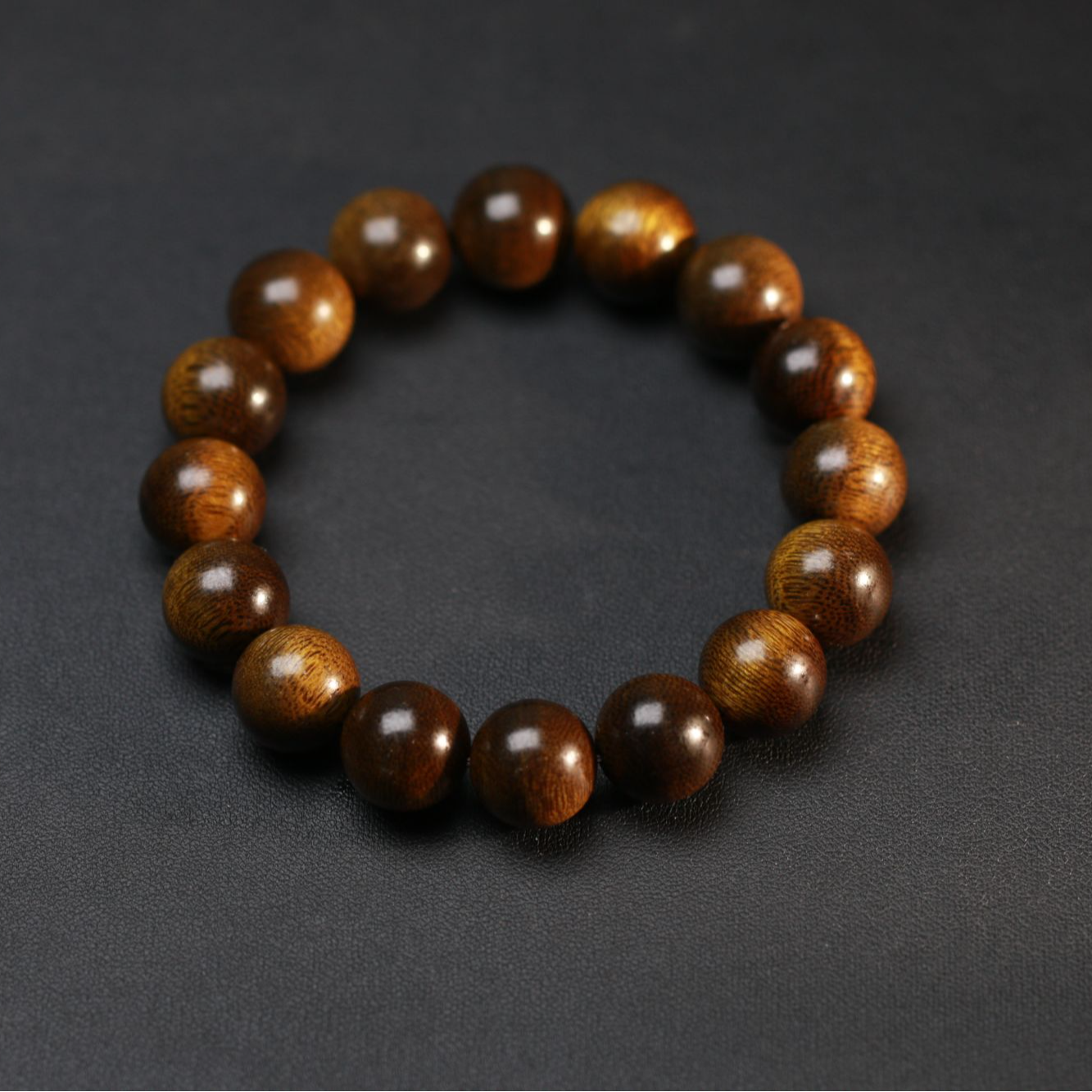 【曹总文玩】14mm莺歌绿文玩沉香木串手串手链FZ867