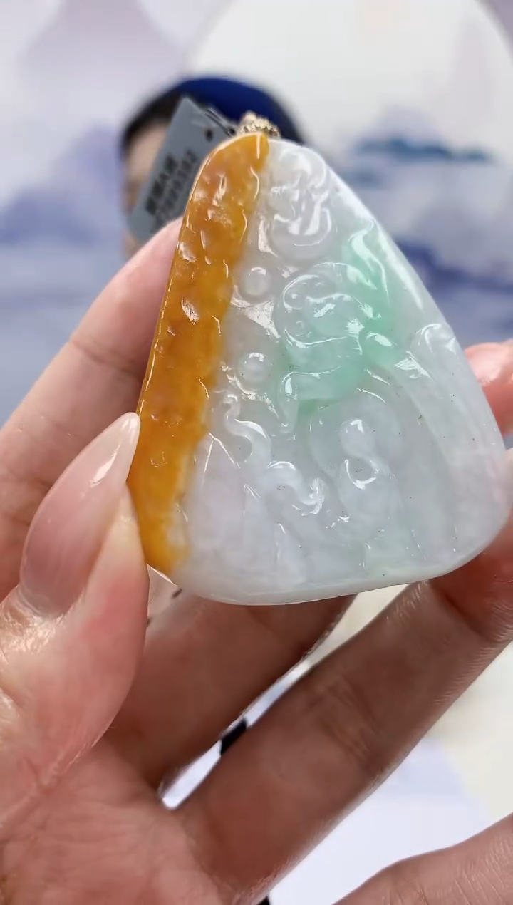 【闪购商品】定制翡翠未镶嵌0405MM-毛货挂件63