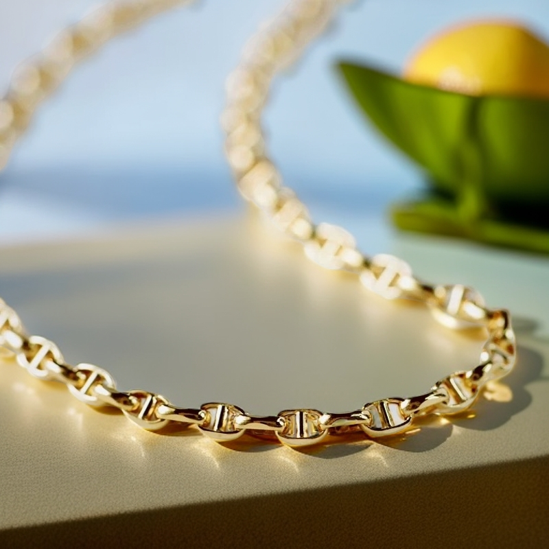 18K金3.0猪鼻子素金项链