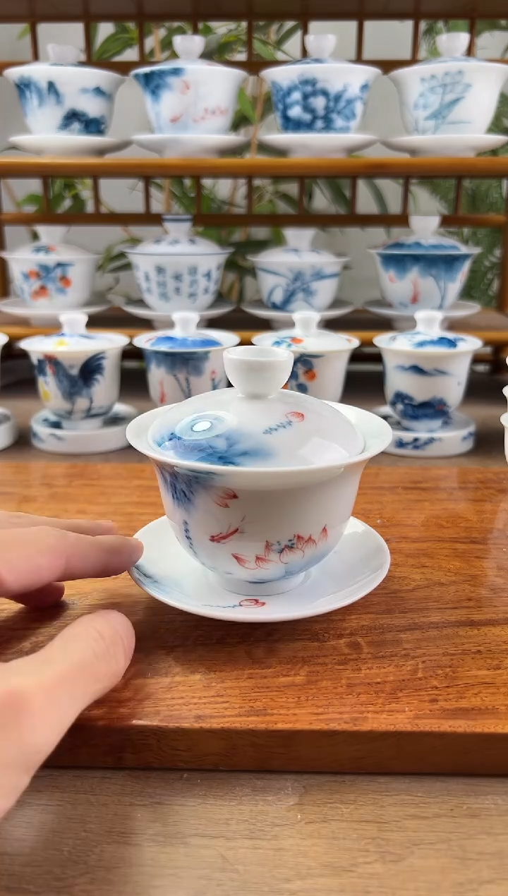 微瑕蓝莲150ml三才盖碗