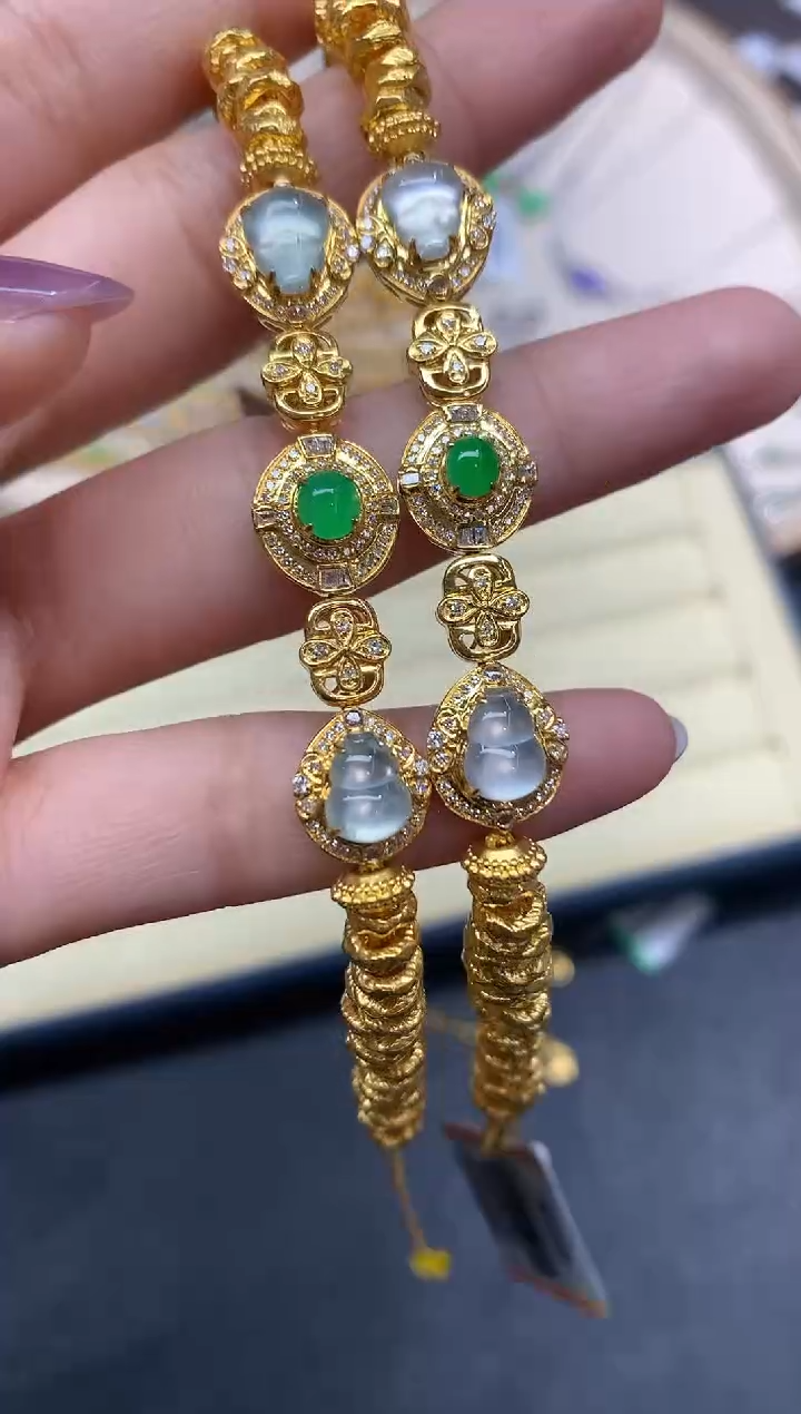 18K金镶嵌手链翡翠手链多样性发货一件A4|16800