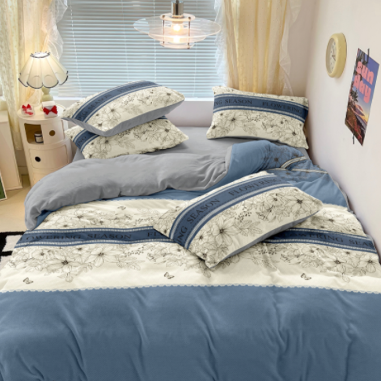 2025新款轻奢双面绒被子蓝调花笺秋冬被1