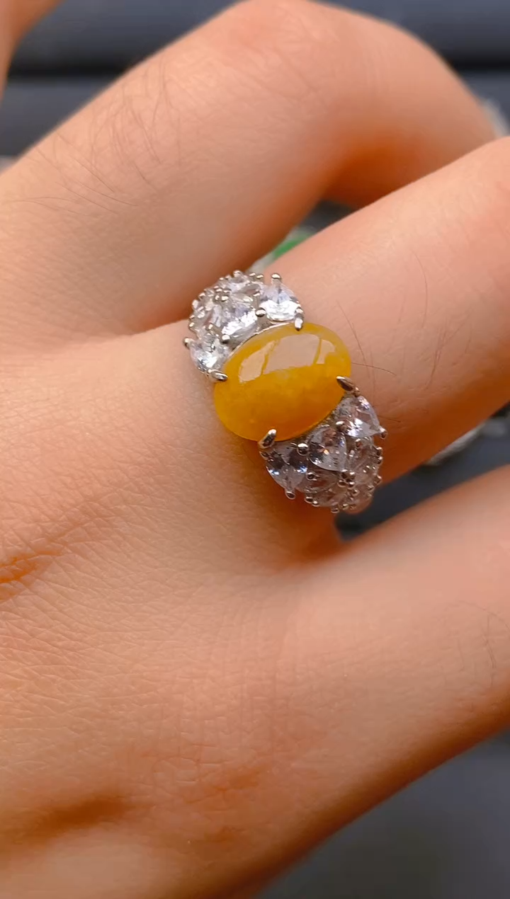 【闪购商品】翡翠戒指银S925镶嵌天然A货翡翠1