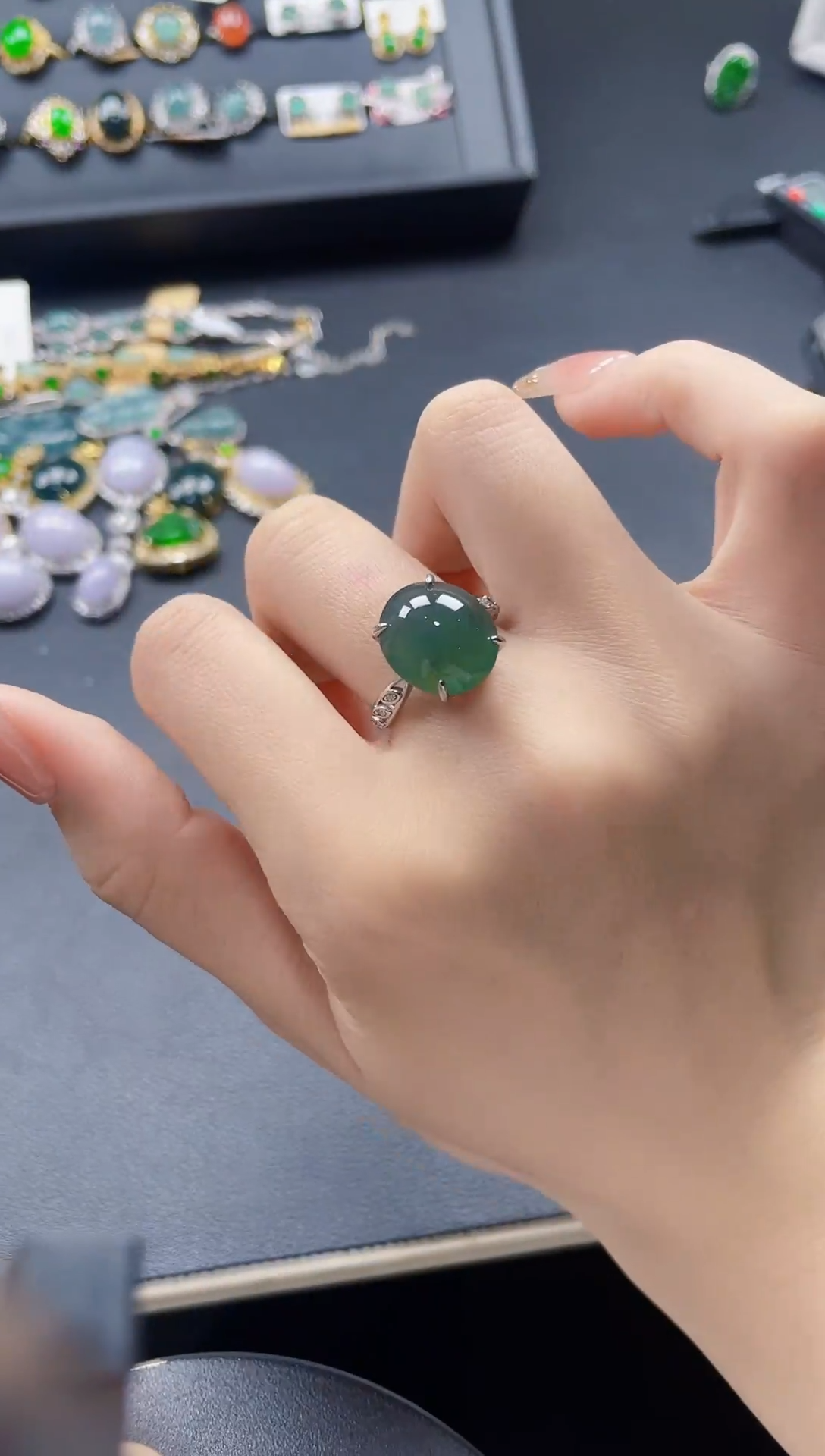 【闪购商品】翡翠戒指银S925镶嵌65876585