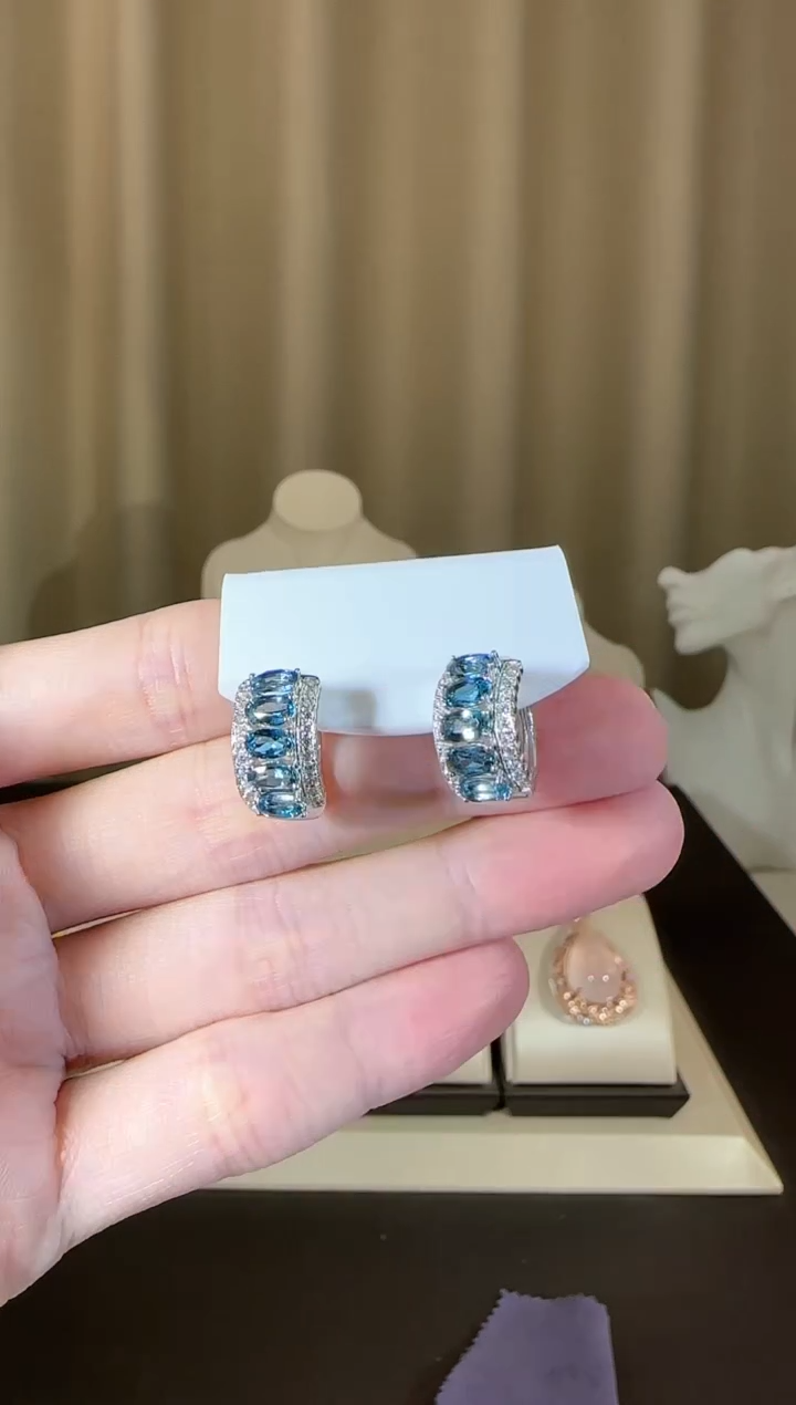 【闪购商品】托帕石耳饰银S925镶嵌设计款