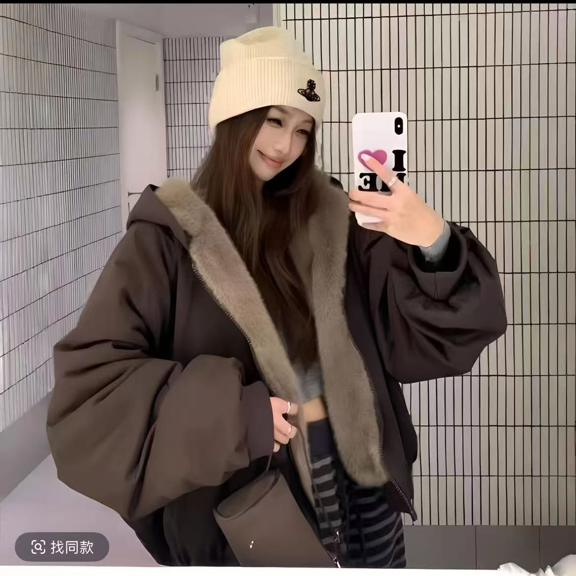 双面穿派克服2025年冬装新款棉服女座山雕慵懒感加绒加厚棉服