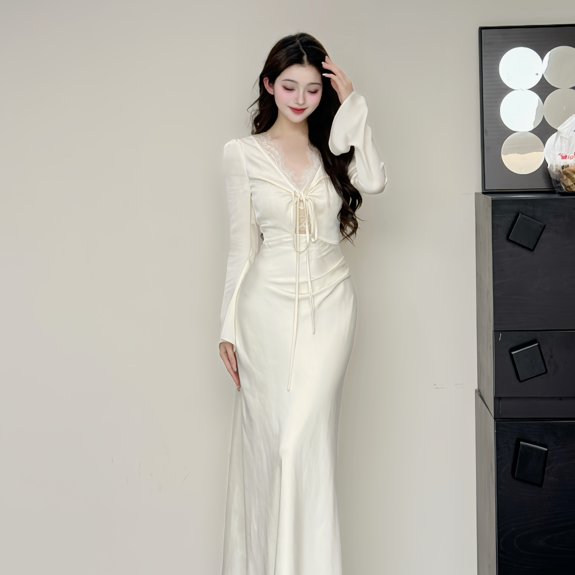 【凡凡】新款时尚气质修身收腰捏褶显瘦连衣裙25144