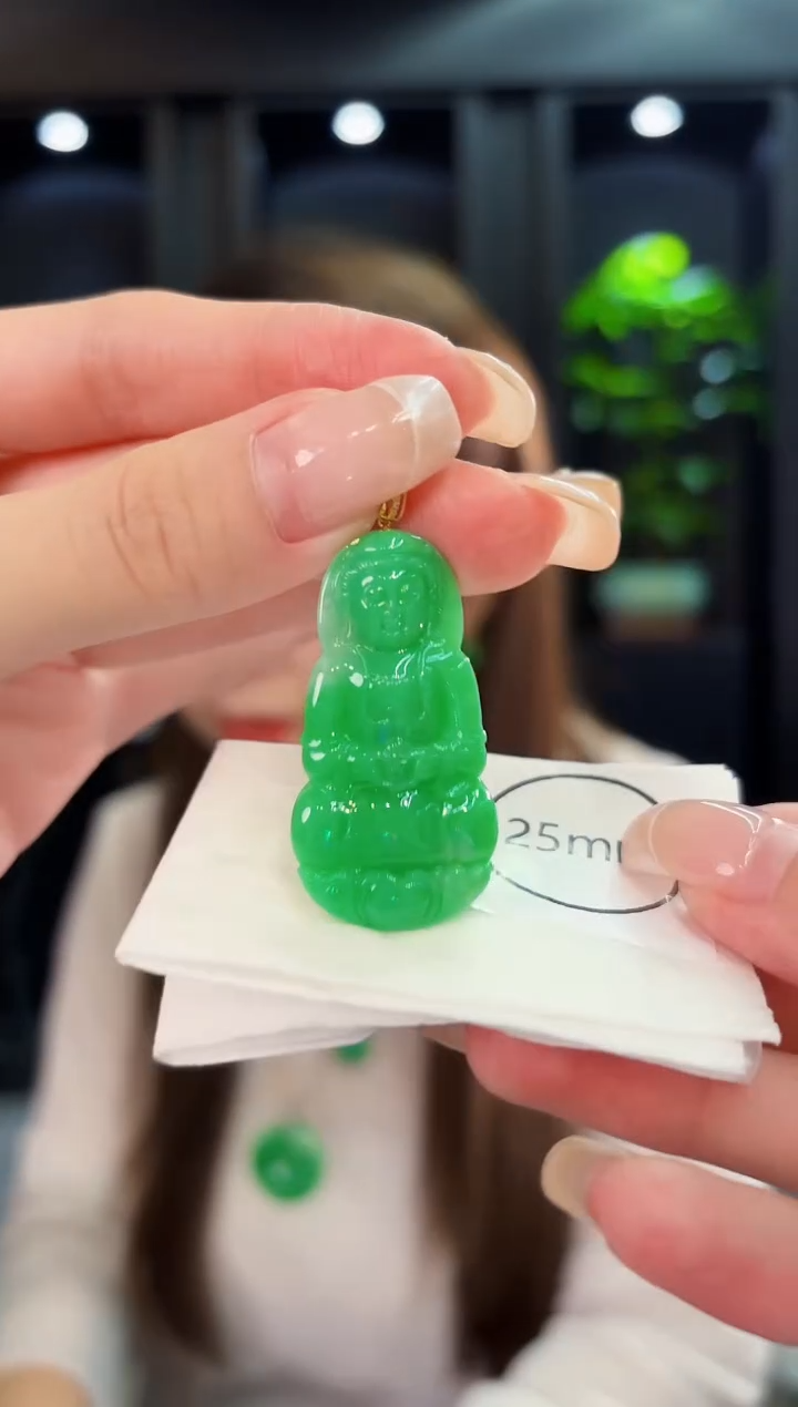 翡翠18K金镶嵌颈饰 缅料A货/支持复检/一件