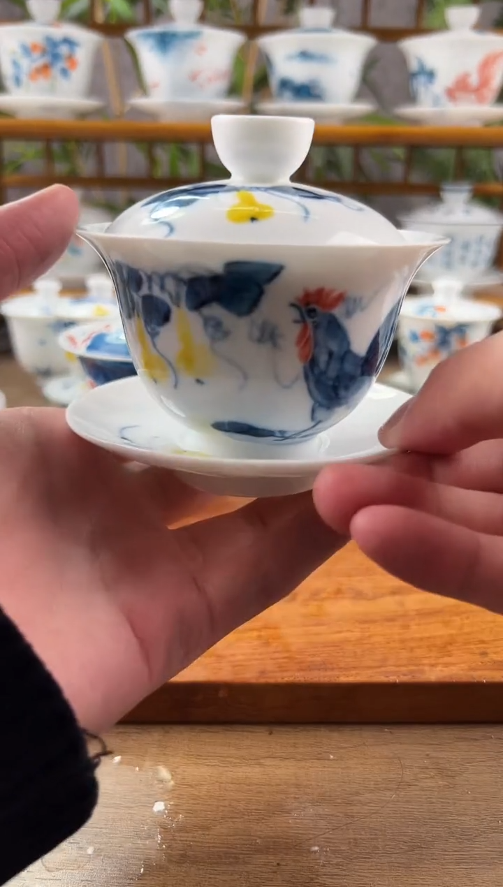 【闪购商品】微瑕葫芦公鸡150ml三才盖碗