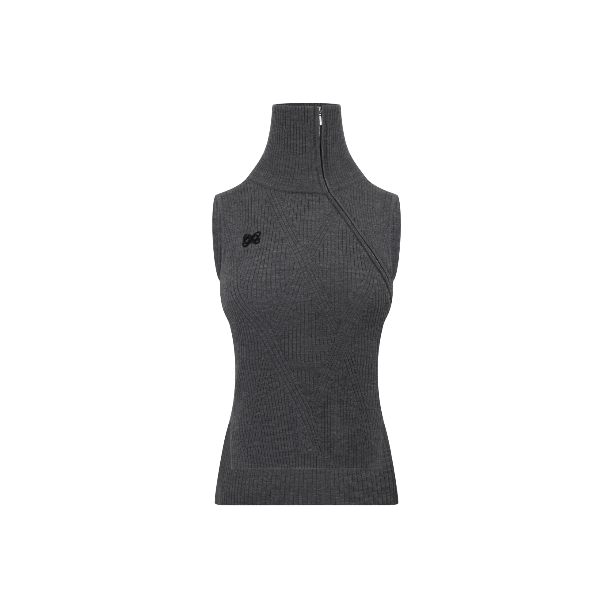 ANN ANDELMAN25春夏条纹修身高领灰色轻奢针织衫