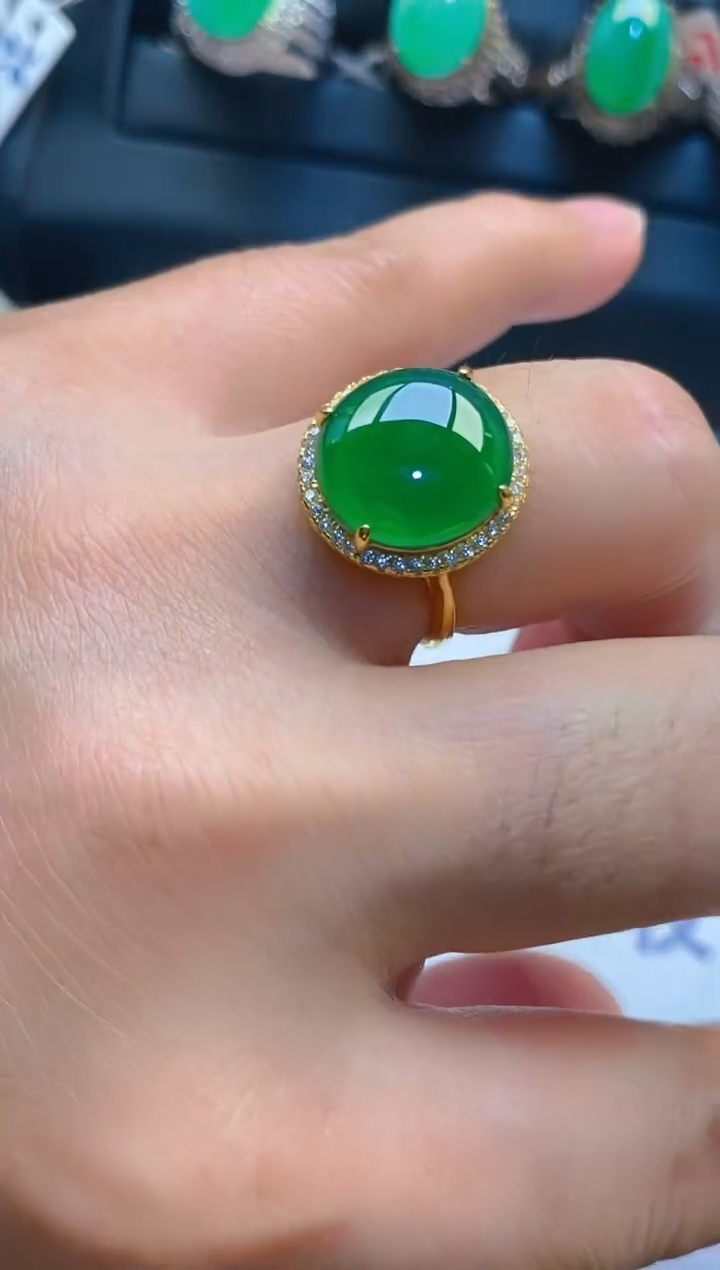 【闪购商品】翡翠耳饰银S925镶嵌天然A货翡翠1