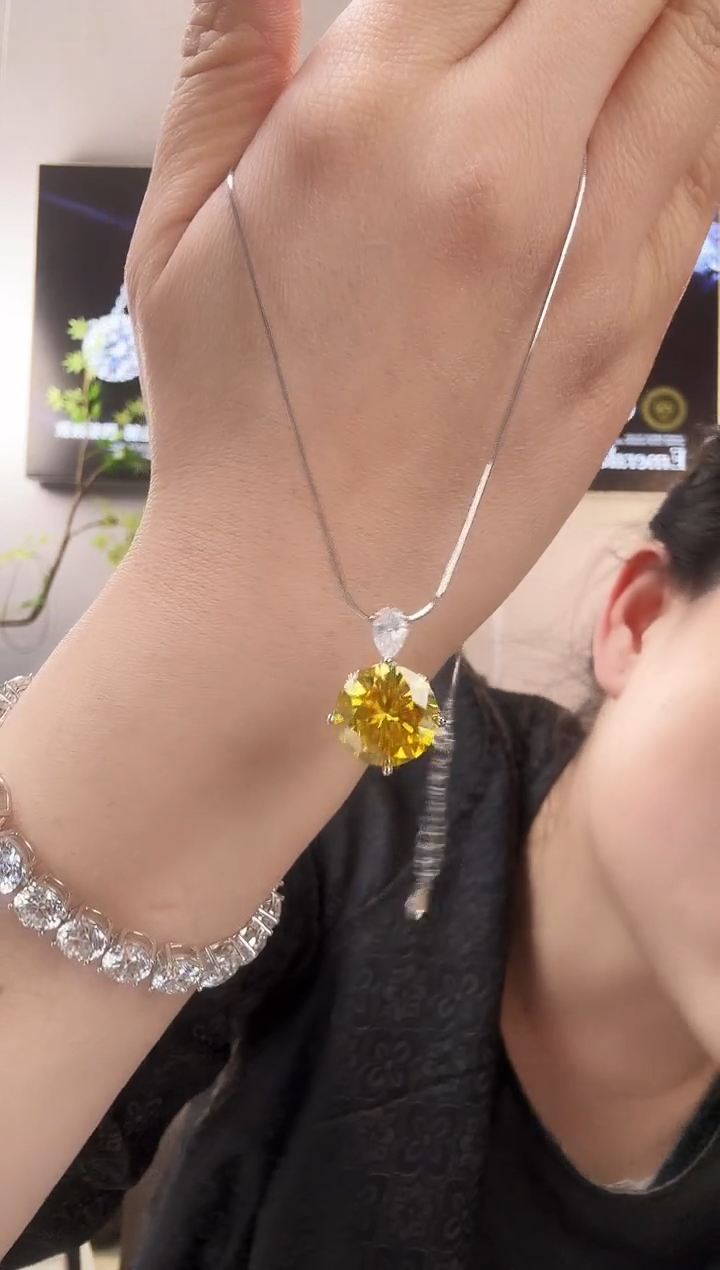 主播定制链接 黄色圆形吊坠10ct