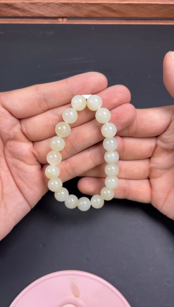 【闪购商品】和田玉手串未镶嵌且末金山微色差卡10