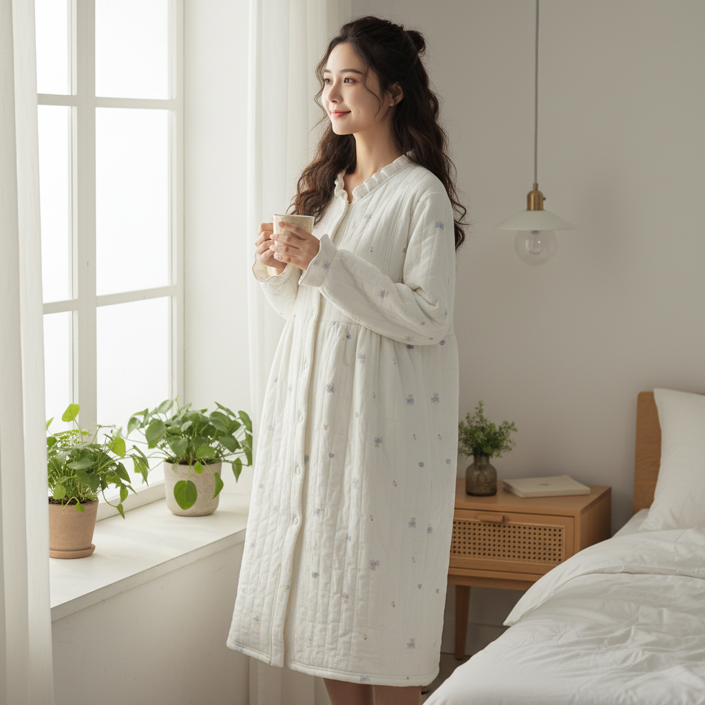 加厚空气棉待产裙孕妇秋冬哺乳睡裙入院待产产后月子服家居服睡裙