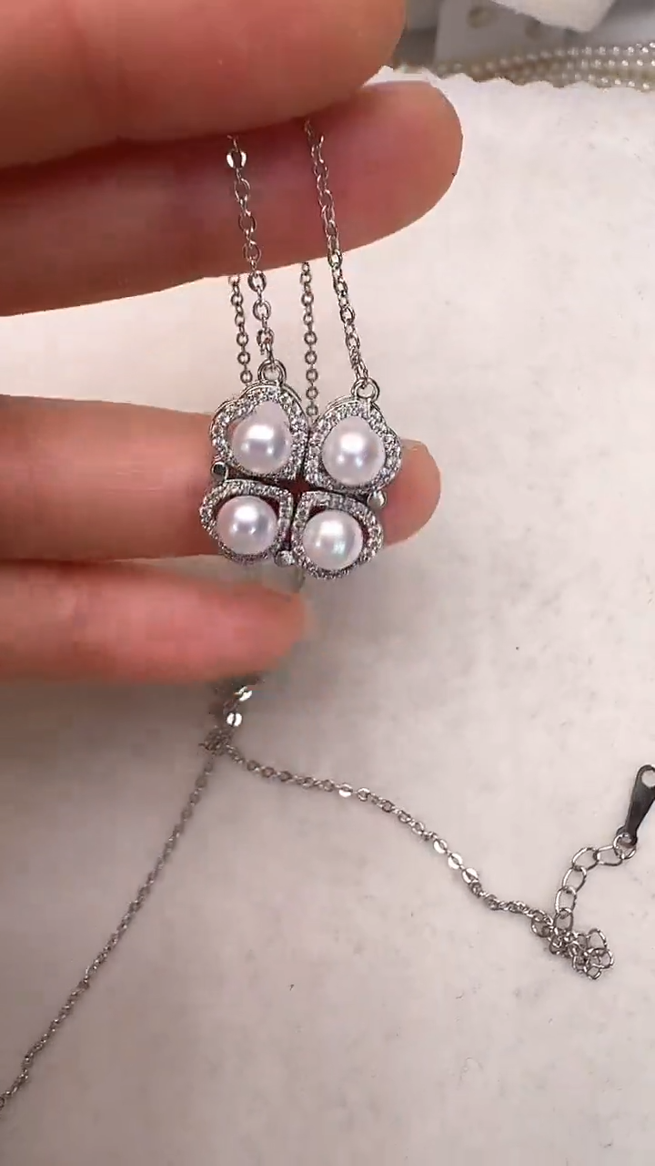 【闪购商品】淡水珍珠颈饰合金四叶草