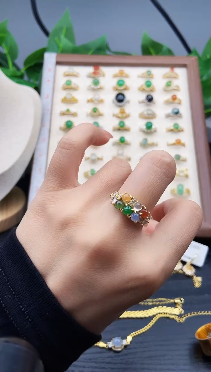 银S925镶嵌戒指翡翠12