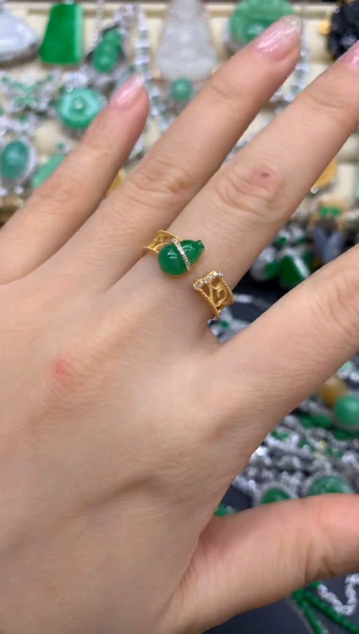 【闪购商品】翡翠戒指18K金镶嵌348-中国好珍宝