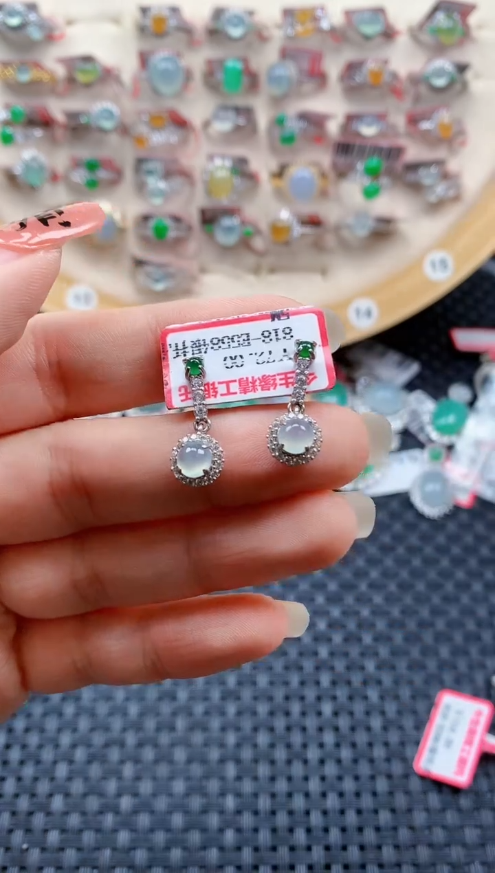 银S925镶嵌戒指翡翠天然A货缅甸翡翠