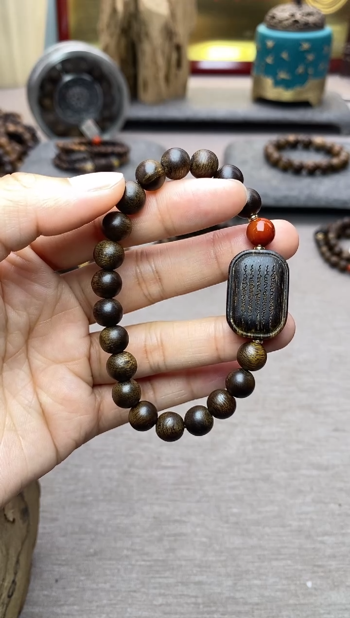 【闪购商品】沉香手串富森红土0.8+雷击白棋五条沉水
