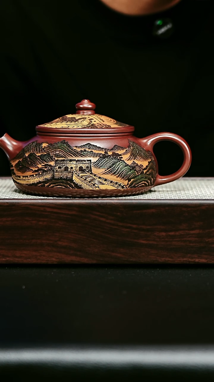茶壶紫砂寒江 万里长城