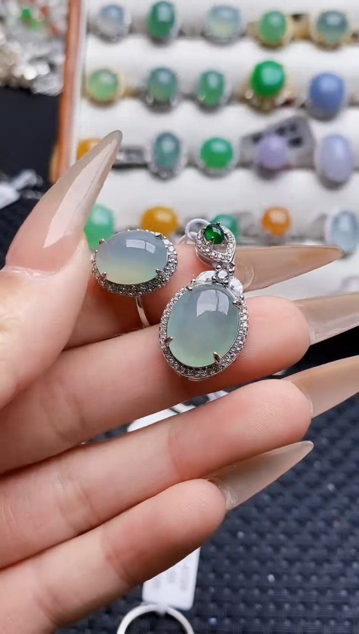 银S925镶嵌戒指翡翠3547