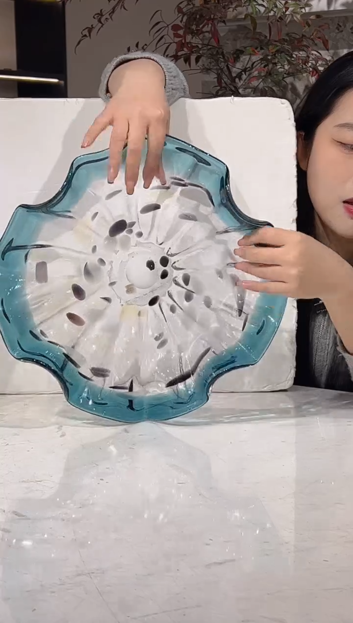 【闪购商品】琉璃蓝色荷叶小果盘