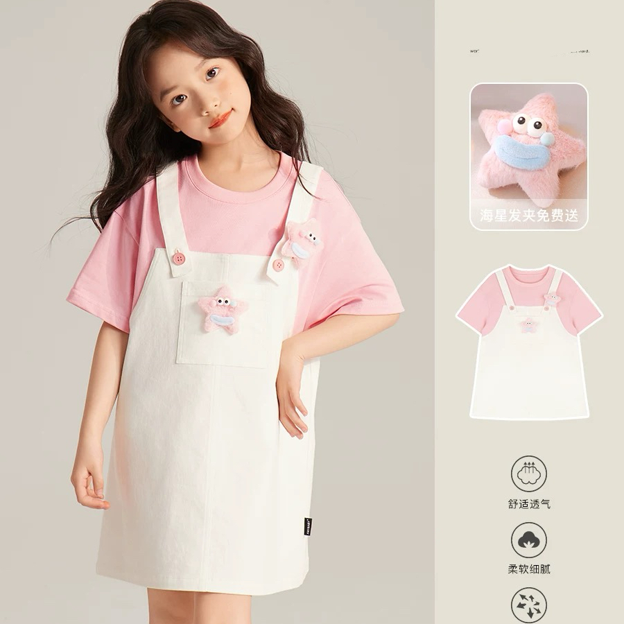 泡妈童装   2025夏季新款休闲女童时尚连衣裙25613
