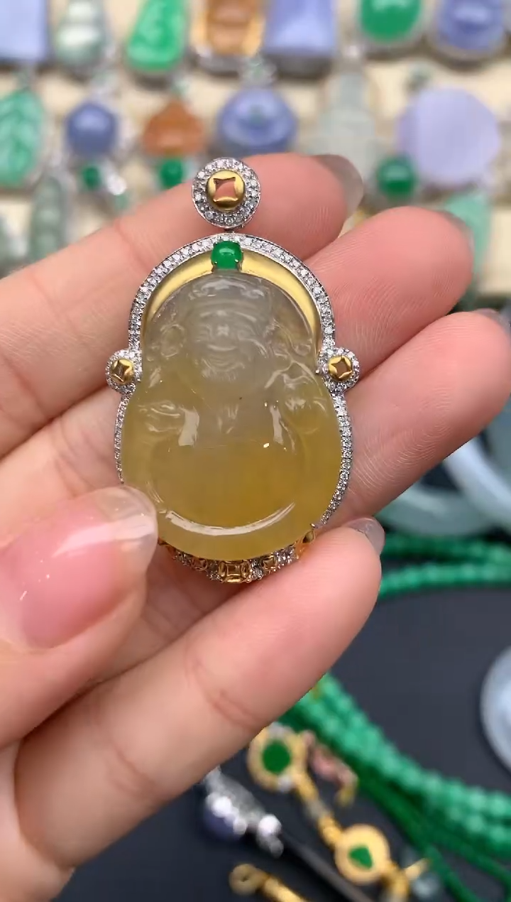 【闪购商品】翡翠颈饰18K金镶嵌458--中国好珍宝