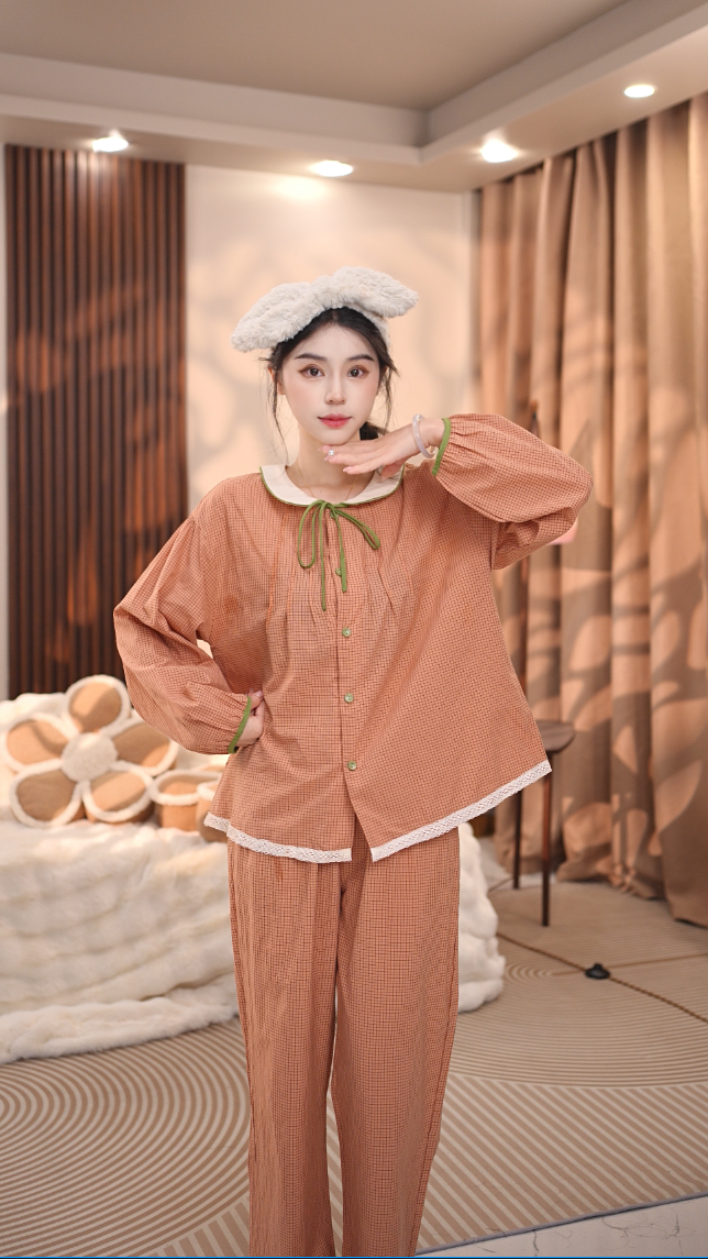 【橘夏】春季长袖气质时尚宽松舒适休闲夏季家居服