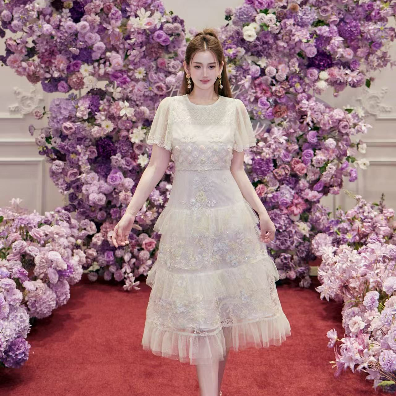Marie Elie【清羽花裳】新款钉珠连衣裙EAF61M03521