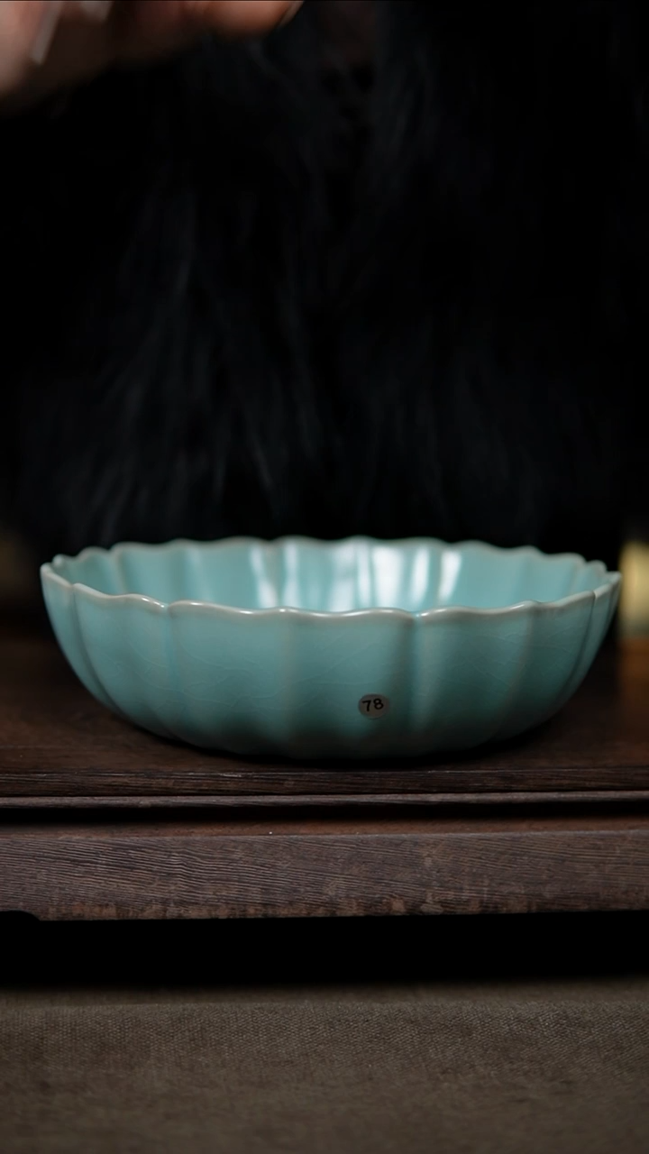 【闪购商品】杯仿古天青海棠水洗21.5口径大瑕78