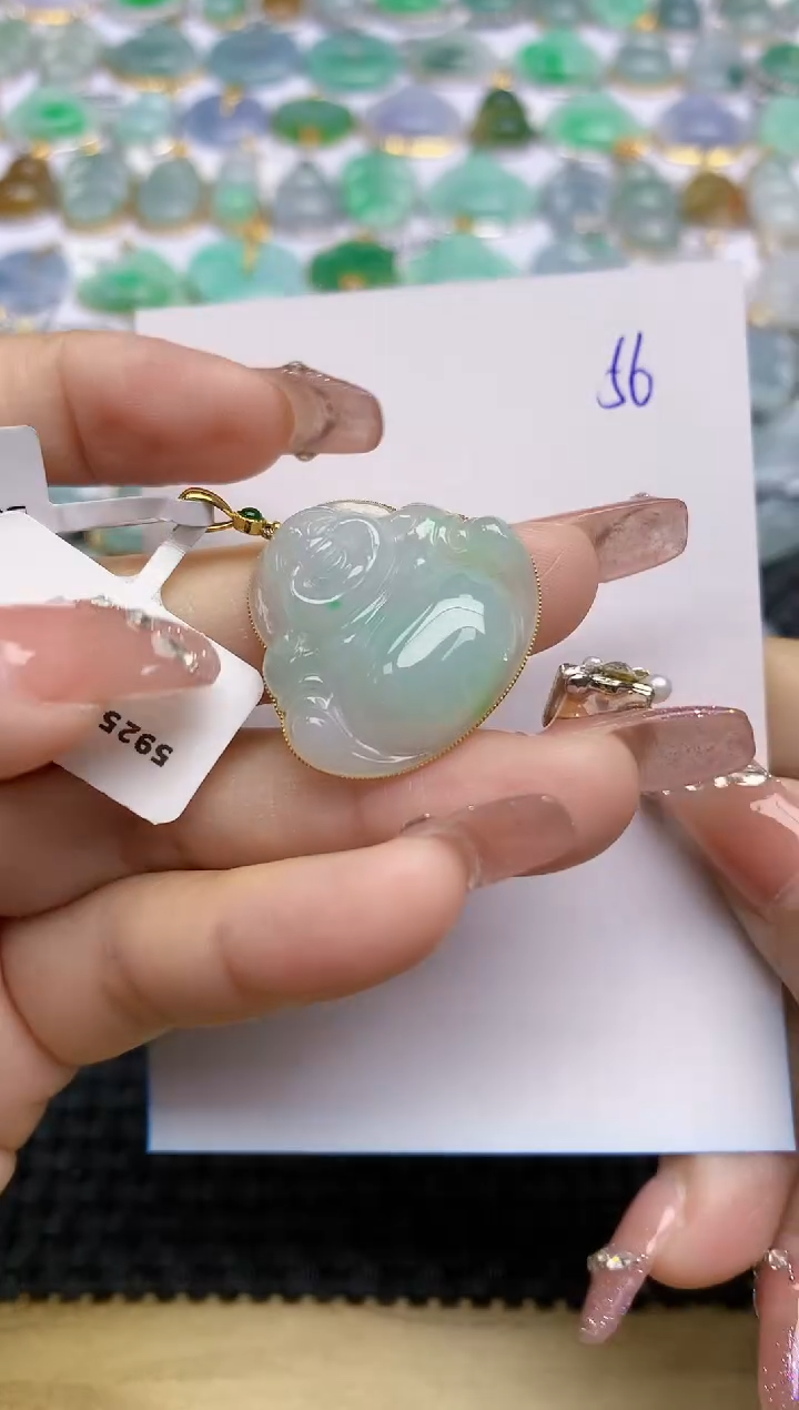 【闪购商品】翡翠颈饰18K金镶嵌天然A货翡翠 56