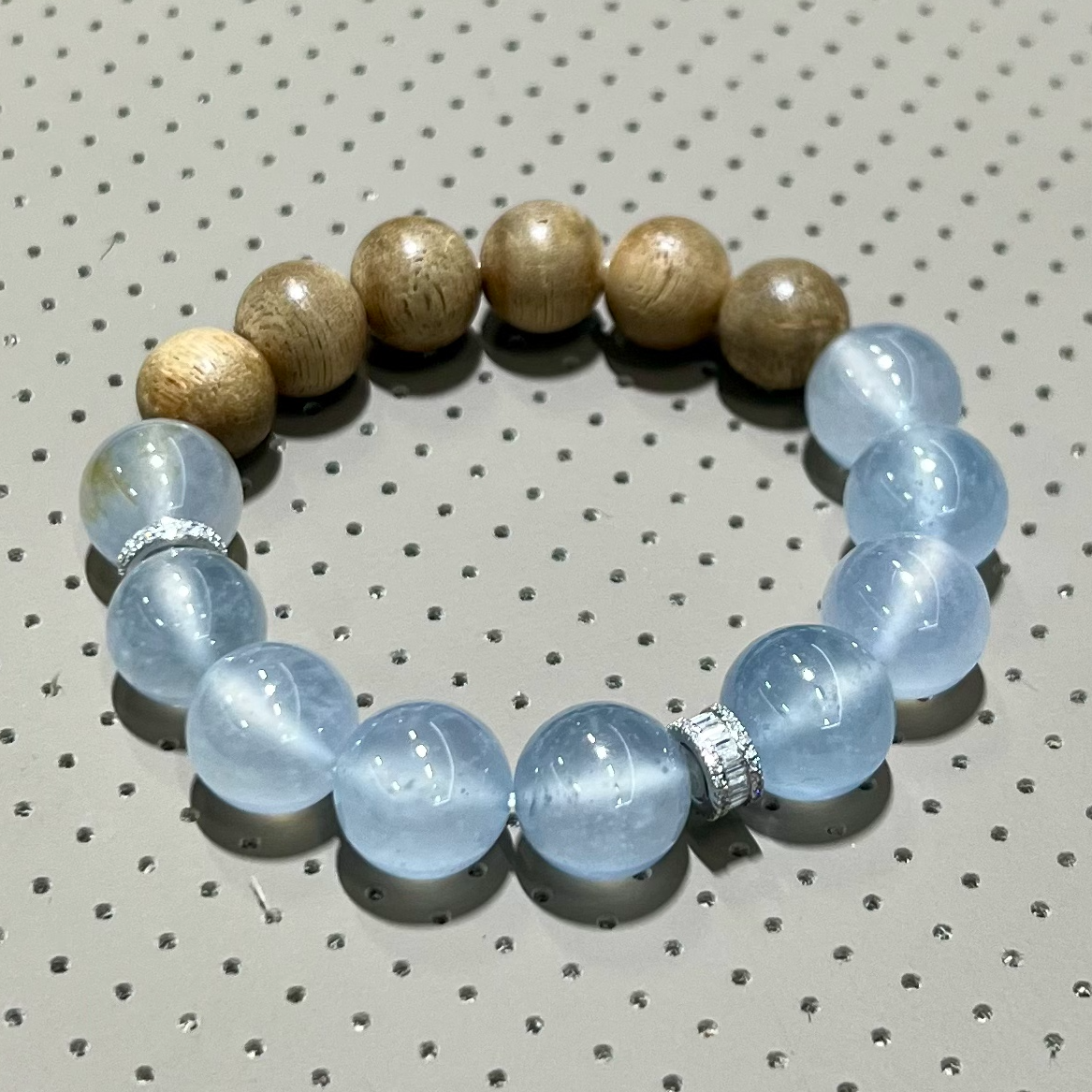 天然缅甸A货冰胶蓝钢卡13mm翡翠珠手串单圈