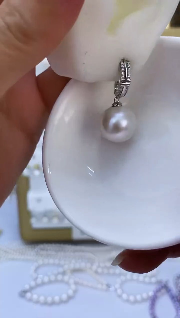 银S925镶嵌耳饰淡水珍珠89