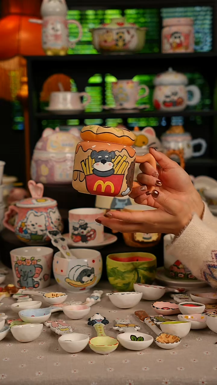 陶瓷无盖款景德镇高温釉下彩纯手绘创意瓷