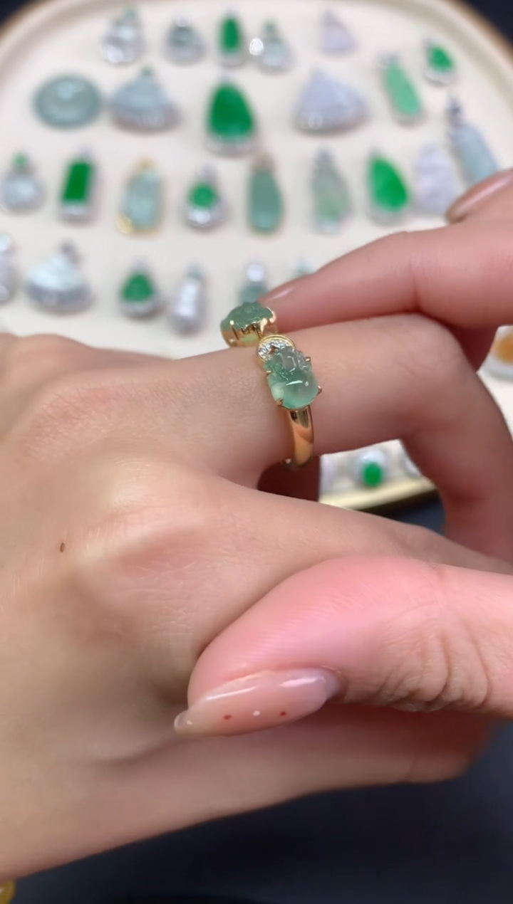 【闪购商品】翡翠戒指18K金镶嵌戒指A333|6800