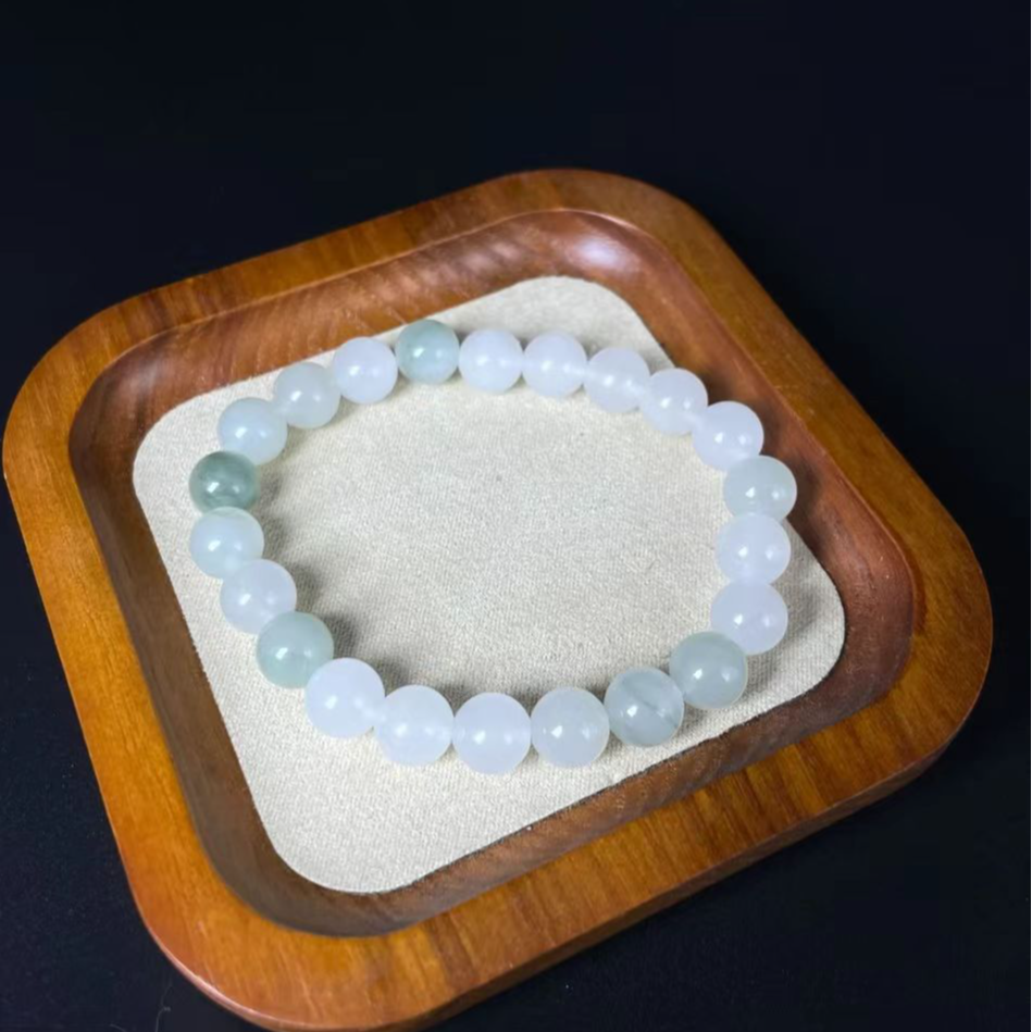 天山翠手串气质款带飘绿花渐变金丝玉珠串同款多样性发货其一