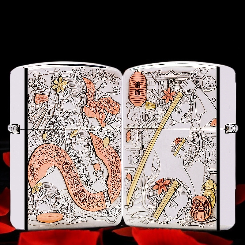 ZIPPO/之宝S925银盔甲【蛇女刀女】正品煤油打火机 KF-DF